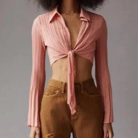 Urban Outfitters Rachel Plisse Tie-Front Top - Picture 3 of 3